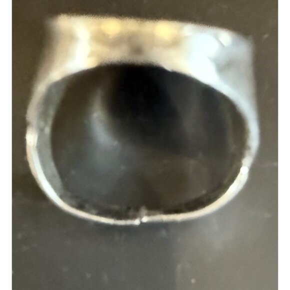 Vintage Sterling Silver Ring Size 6.5 Turquoise Onyx Southwestern Style READ - Picture 3 of 7